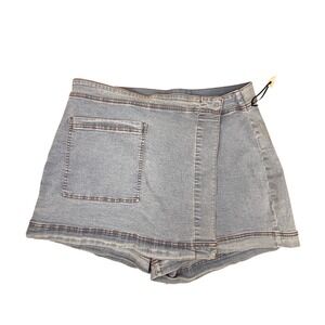 Ava & Viv Womens Light Wash Denim Wrap Skort Size 16 Mini Skirt Short